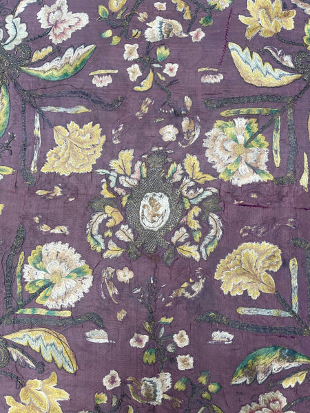 Early Silk and Metal Thread Embroidered Chalice Cover: C17th Europe