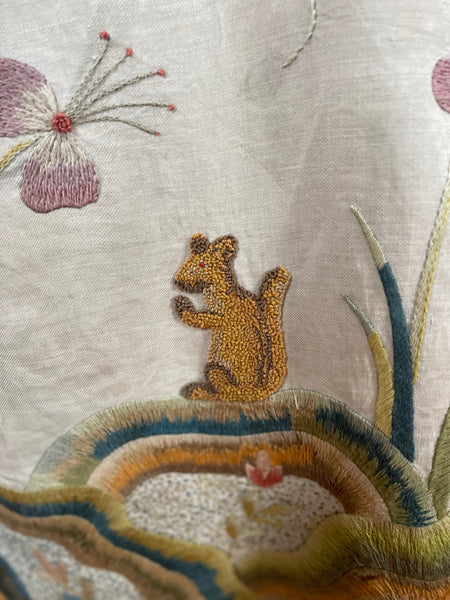 Antique Arts and Crafts Jacobean Revival Crewelwork Tree of Life Wallhanging: Early C20th Britain