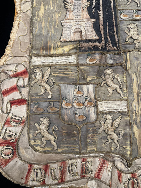 Antique Embroidered Armorial Coat of Arms: C17th Europe