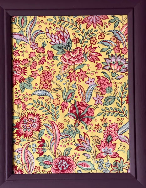 Antique Framed Block Print Hand Painted Wallpaper Samples: C19th Alsace, France