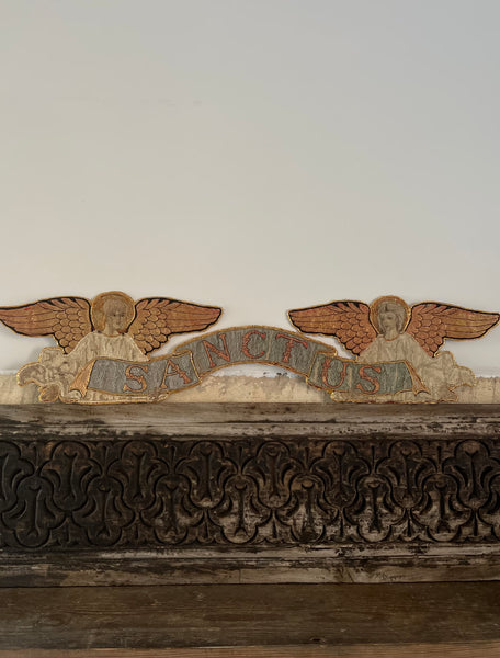 Pair of Fine Silk Embroidered Arts and Crafts ‘Sanctus’ Angel Appliqués :C1890 English