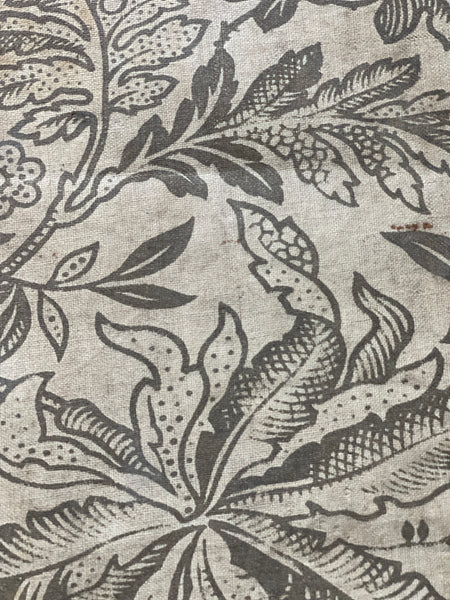 Antique Arts & Crafts Hand Block Printed Chintz Fragment: C1900 British