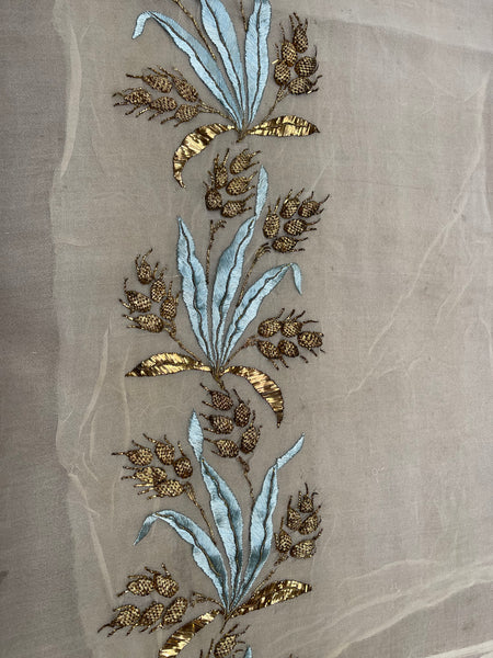 Antique silk and Gold Gilt Embroidered Silk Chiffon C18th France