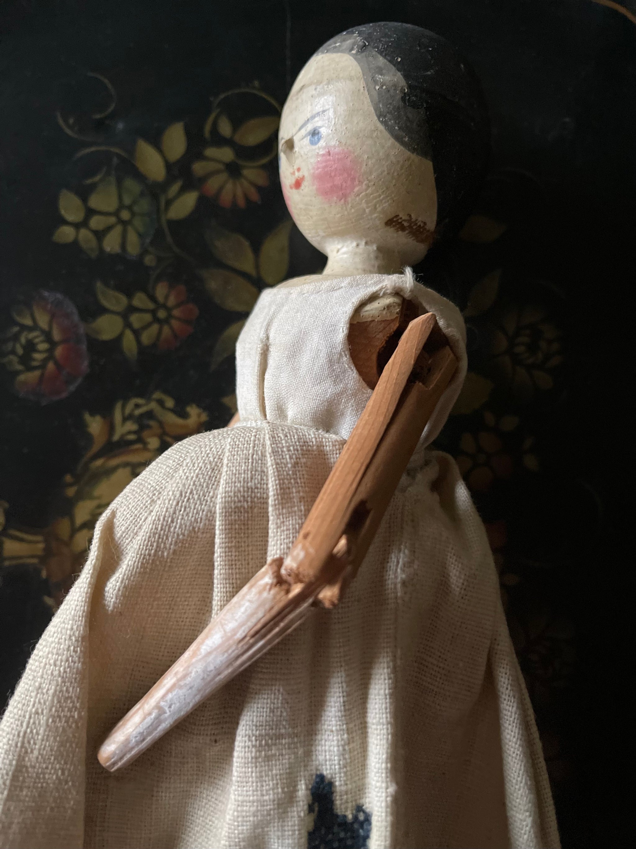 Antique Grodnertal Wooden Peg Costume Doll C19th Germany Hannah Whyman