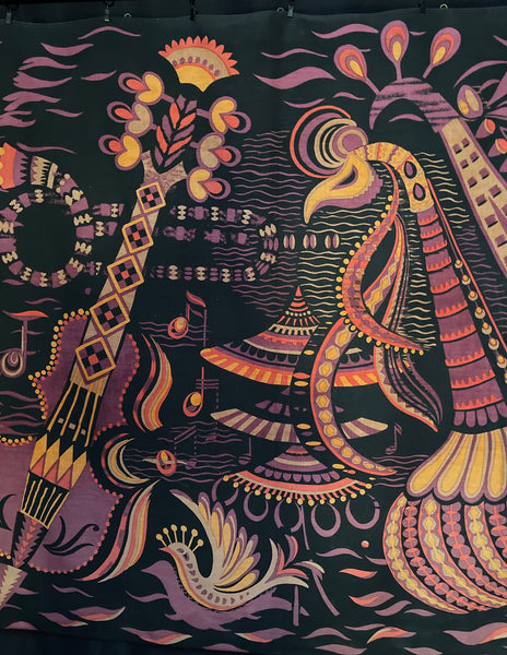 Limited Edition Printed Tapestry Wallhanging Fête by Agnès Courat: mid C20th, France