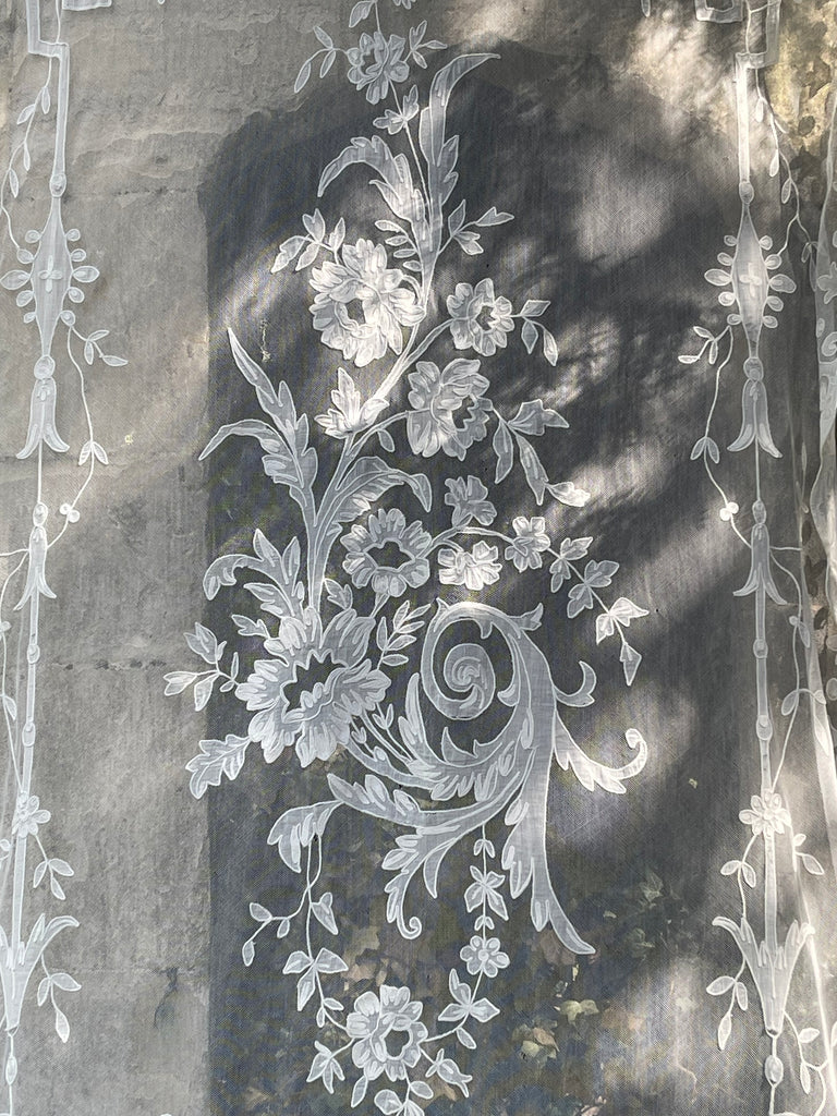 Art Nouveau Embroidered Lace Appliqué Curtain Panel Chateau Length: C1 –  Hannah Whyman
