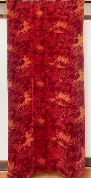 Antique Arts and Crafts Art Nouveau Block Printed Velvet, Poppies by Lindsay Butterfield: C1890 England