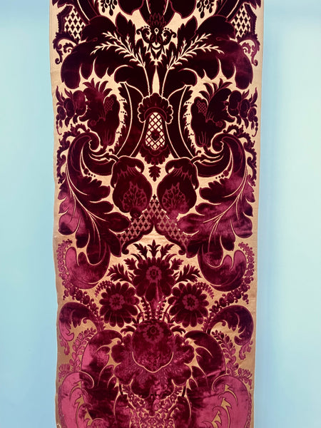 Rare Antique Cut Silk Velvet Panel Handmade Venetian Ciséle: 17th Century, Venice, Italy