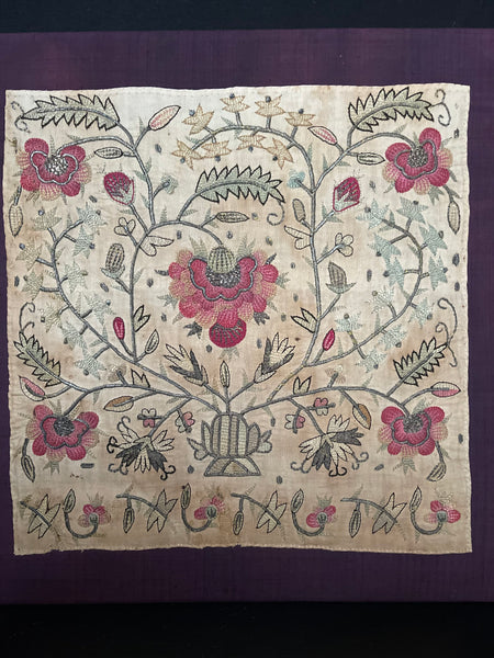 Traditional Ottoman Silk and metal thread embroidery: C19th Turkey