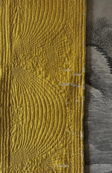 Handmade Antique Silk Boutis Quilt Border: C18th,Provence, France