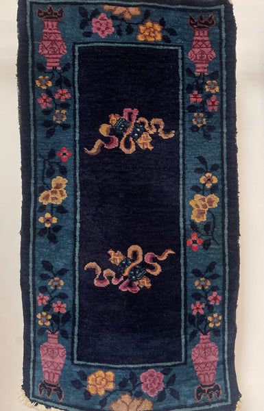 Pair Handmade Art Deco Chinoiserie Rugs: C1920s China