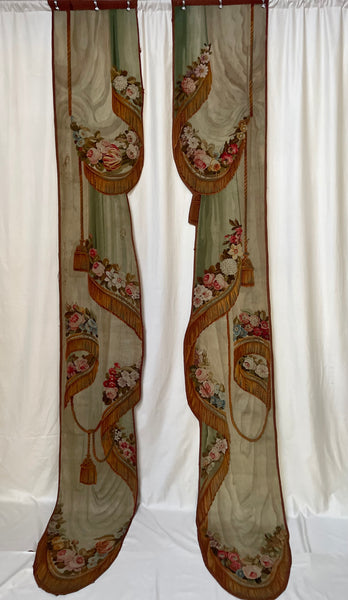 Pair Trompe L’oeil Aubusson Tapestry Portier Wall Hangings: C18th France