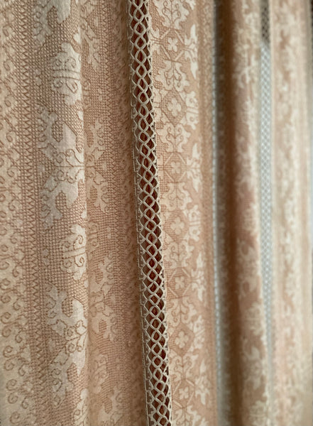 Antique Hand Embroidered Assisi Work Cover Pink White Throw Interior Decor Early 20th Century. 225 x 185cm