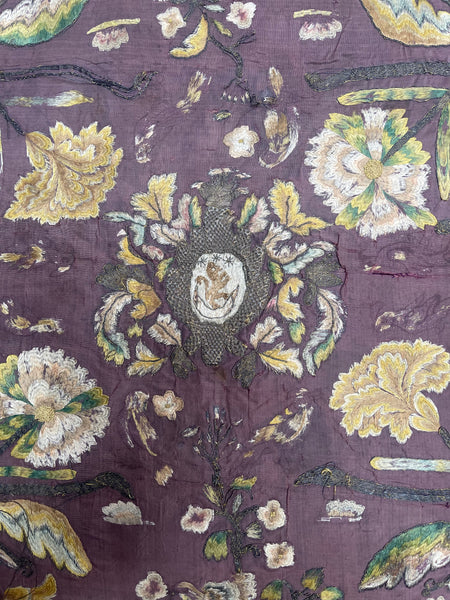 Early Silk and Metal Thread Embroidered Chalice Cover: C17th Europe