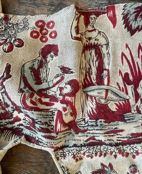 Antique Block Printed Figurative Indienne Pelmet: C18th France