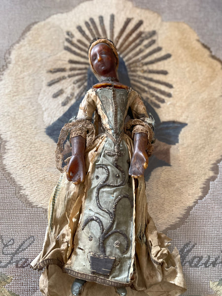 Rare Antique Wax Costume Figurine by Frères Guillot: C18th Nancy, France