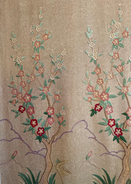 RESERVED: Antique Embroidered Tree of Life Wallhanging or Portier: C1930 Britain