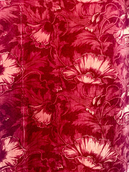 Antique Arts and Crafts Art Nouveau Block Printed Velvet, Poppies by Lindsay Butterfield: C1890 England