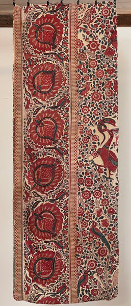 Rare Block Print and Hand Painted Palampore Border Fragment Coromandel Coast: C18th India