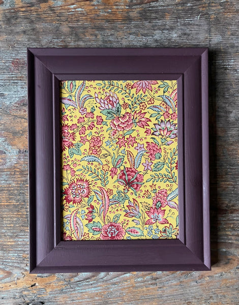 Antique Framed Block Print Hand Painted Wallpaper Samples: C19th Alsace, France