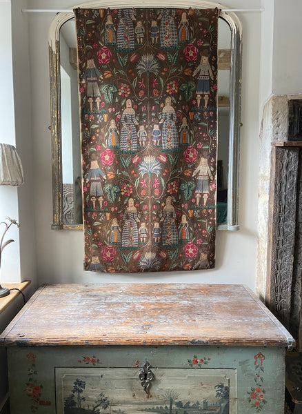 Antique Folk Art Jacobean Revival Figurative Wallhanging: Early 20th Century Europe. 150 x 79cm