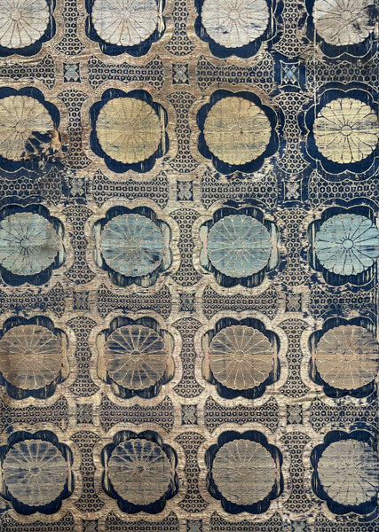 Rare Fine Antique Japanese (Kinran) Silk and Gilt Thread Brocade: C18th Edo period, Japan