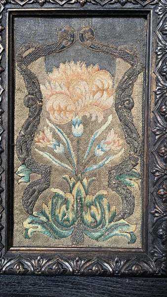 Rare Gilt and Silk Thread Embroidered Book Binding with Carnation (symbolising devotion) : C17th Europe