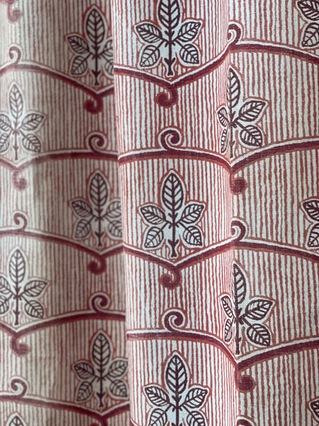 Pair Antique Arts and Crafts Handmade Block Printed Curtains: First Quarter 20th Century