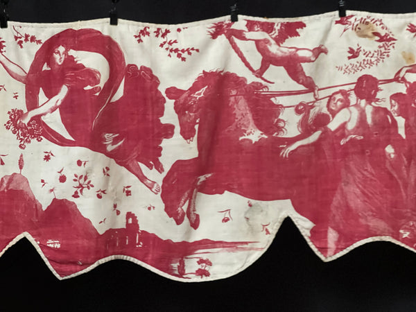 Antique Toile de Nantes ‘Chariot of Dawn’ Pelmet: C18th France