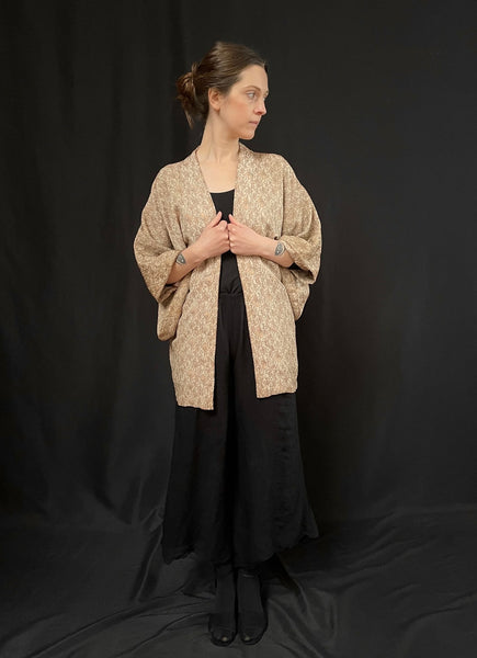 Silk Crepe Brocaded Kimono Jacket: C20th Japan