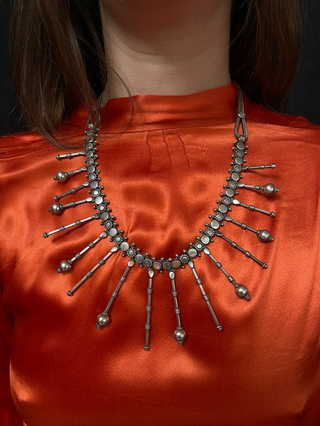 Stunning Vintage Handmade Silver Necklace: C20th India