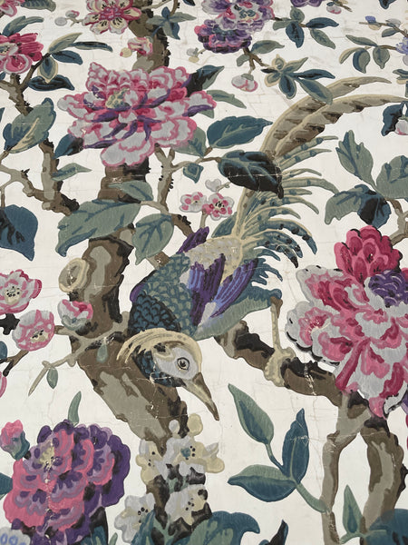 Antique Rare Chinoiserie Hand Painted Scenic Wallpaper Panel Wallhanging : Late 18th/ early C19th France