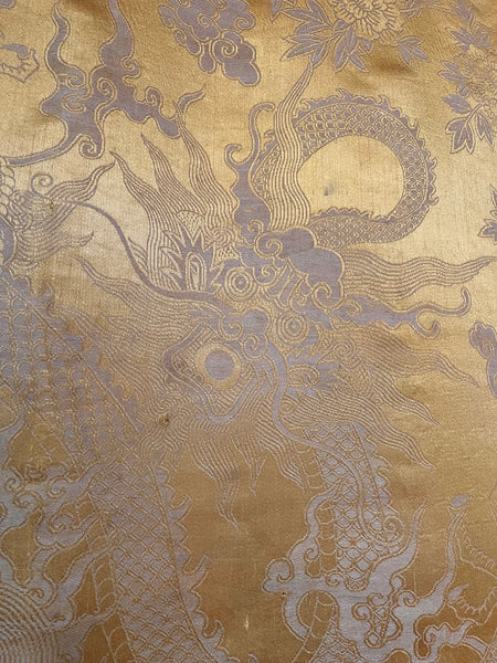 Silk Brocaded Panel with Five Claw Dragon & Symbolic imagery: C1900 Japan