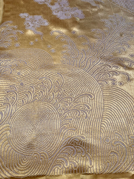 Silk Brocaded Panel with Five Claw Dragon & Symbolic imagery: C1900 Japan