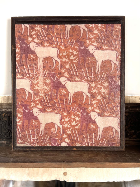 Antique Arts and Crafts Block Printed Lamé with Lambs: C1910/20 Britain