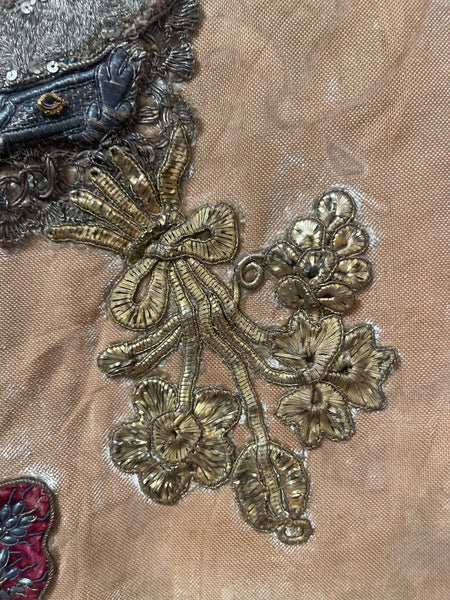 Early Embroidered Silk Velvet Church Hanging With Madonna: C17th Italy