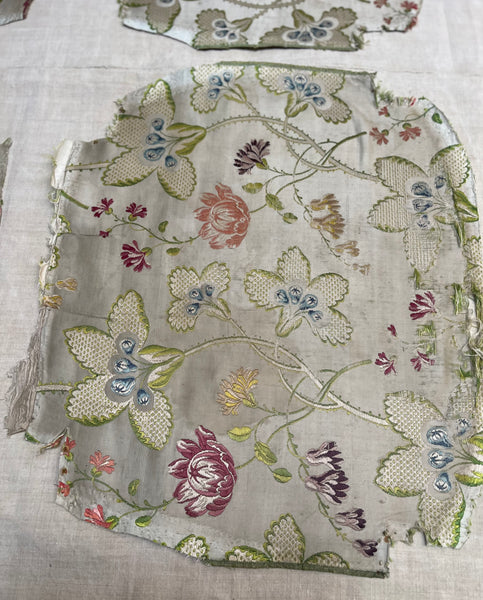 Antique Eighteenth Century Rococo Silk Brocade Panels: C18th Lyon, France