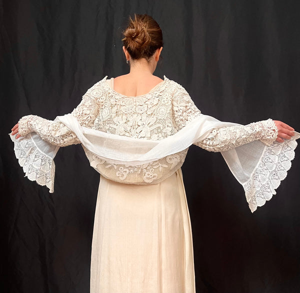 Antique Handmade Lace Scarf: C19th France