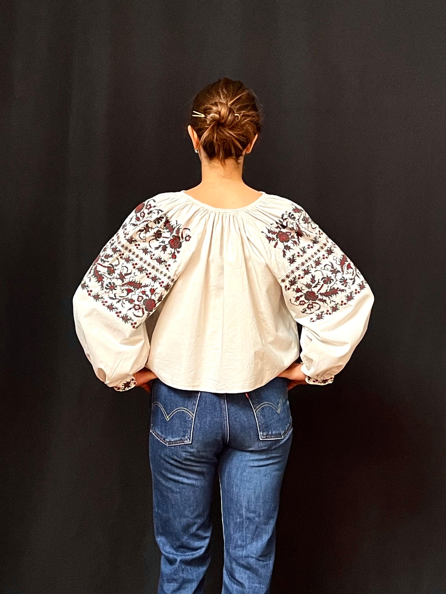 Antique Traditional Folk Art Embroidered Blouse: C1910 Romania