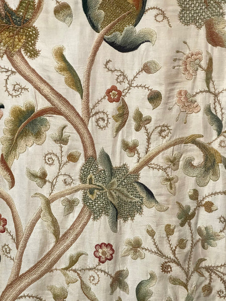 Jacobean Revival Embroidered Tree of Life Crewelwork Wall or Bedhanging: C1900 Britain