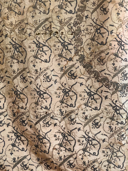 Antique Gilt Thread and Sequin Pink Silk Wallhanging: C18th Ottoman Turkey