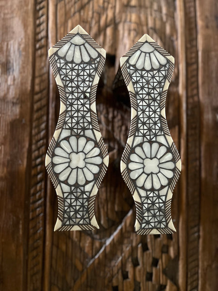 Antique Inlaid Mother of Pearl Wooden Shoes Collectable Traditional Ottoman Costume: C19th Ottoman Turkey
