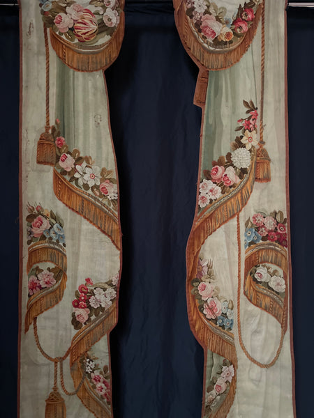 Pair Trompe L’oeil Aubusson Tapestry Portier Wall Hangings: C18th France