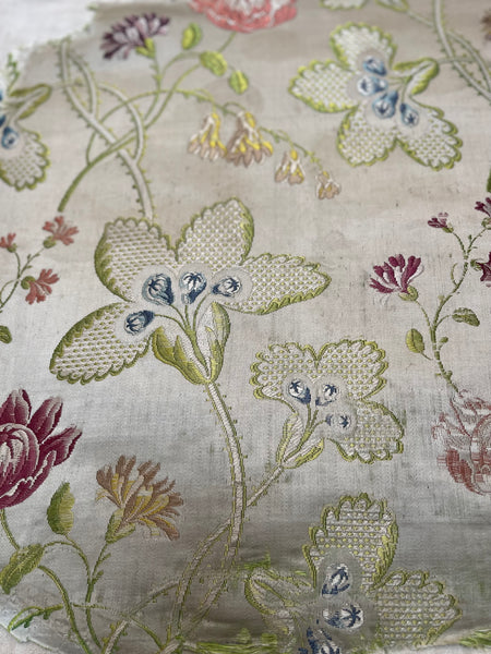 Antique Eighteenth Century Rococo Silk Brocade Panels: C18th Lyon, France