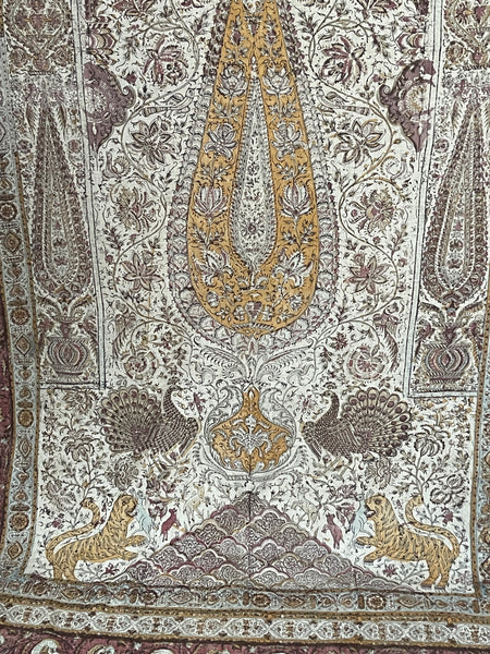 Antique Hand Block Printed Kalamkari Wallhanging: C19th India