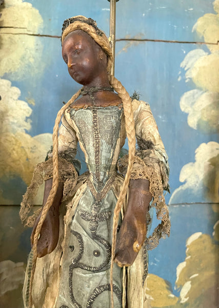 Rare Antique Wax Costume Figurine by Frères Guillot: C18th Nancy, France