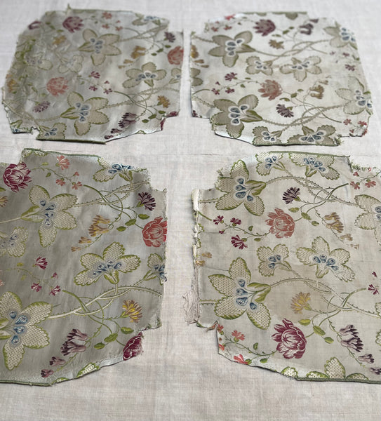 Antique Eighteenth Century Rococo Silk Brocade Panels: C18th Lyon, France