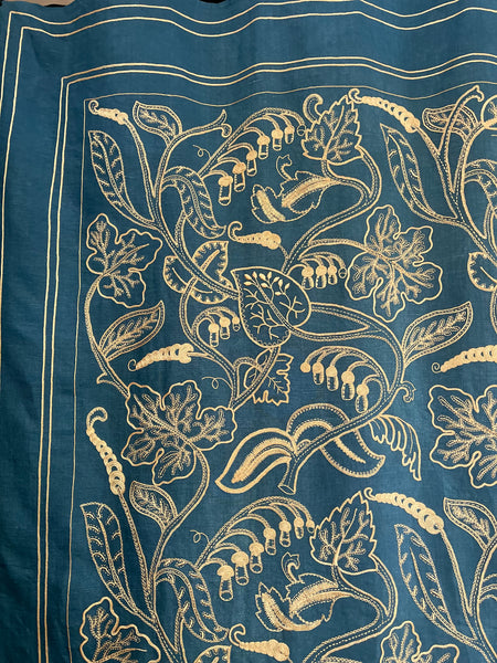 Antique Arts and Crafts Silk Embroidered Bedcover, Curtain,Wallhanging: C1900 Europe