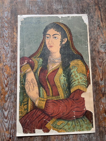 Pair Antique Lithograph Prints Emperor Shah Jahan & Mumtez Mahal: late C19th early C20th