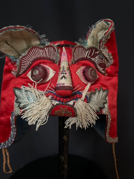 Antique Child’s Silk Embroidered Festival Hat Cat: C20th China